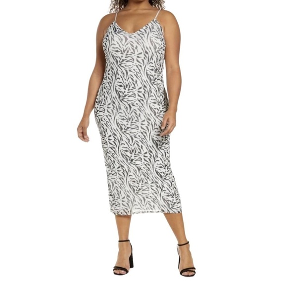 AFRM Amina Midi Dress Zebra Print 2X - Picture 1 of 15